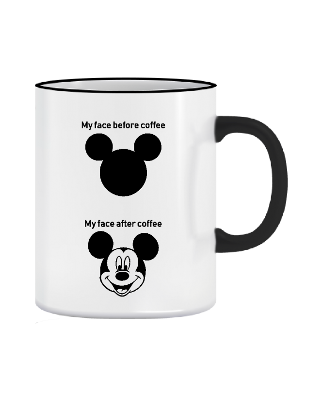 Puodelis Mickey face before after Puodelis Mickey face before after